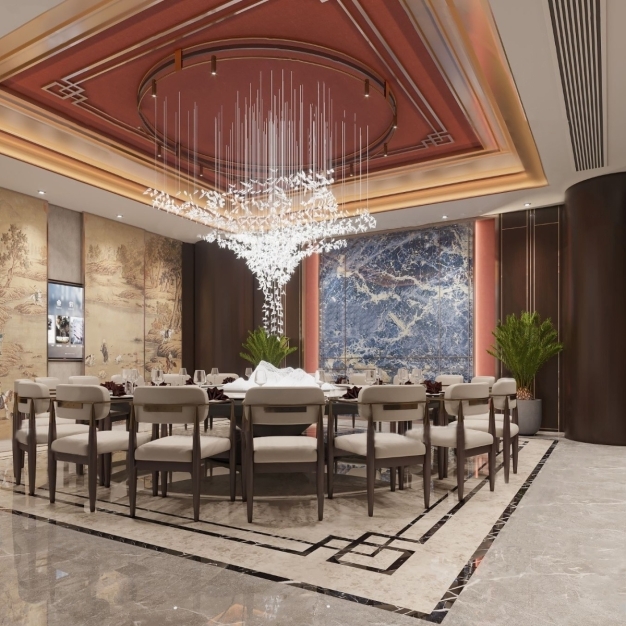 新中式餐厅包间3D模型